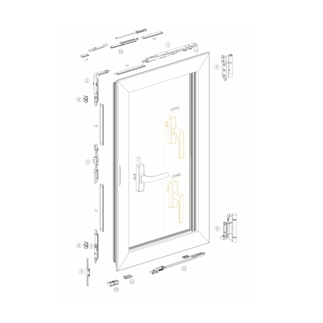 Door and Window Accessories Hardware System Tilt-Turn Window Hardware System Casement Curtain Window Hardware System with Fork Handle