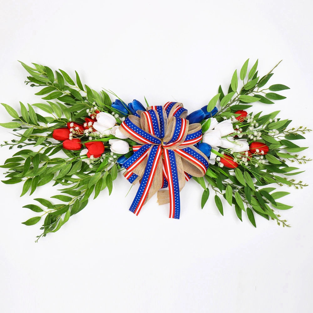 New Independence Day Decorative Frieze Simulation of Tulips Door Greenery Home Independence Day Decorations Garland