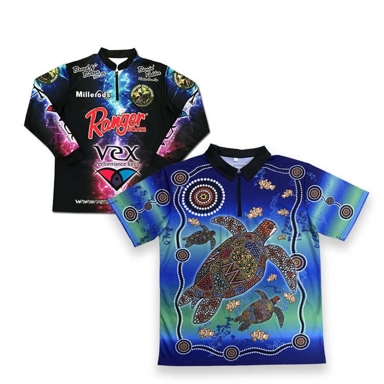 OEM Wholesale Latest Design Fishing Shirts Custom Printing Pattern Sunscreen Fishing Clothing Shirts
