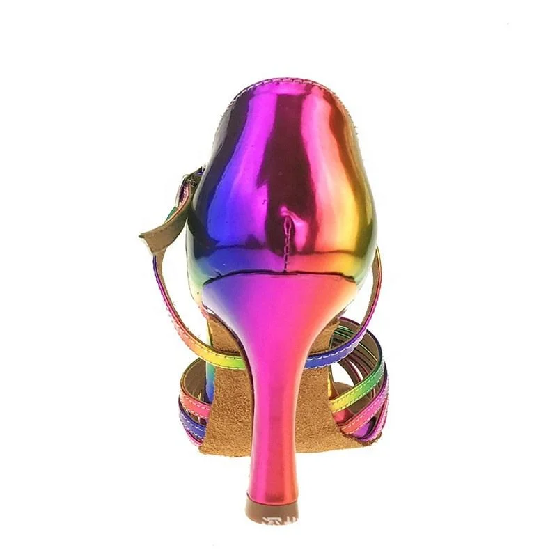 Rainbow Colors suela exterior Salsa Zapatos PU Baile de baile