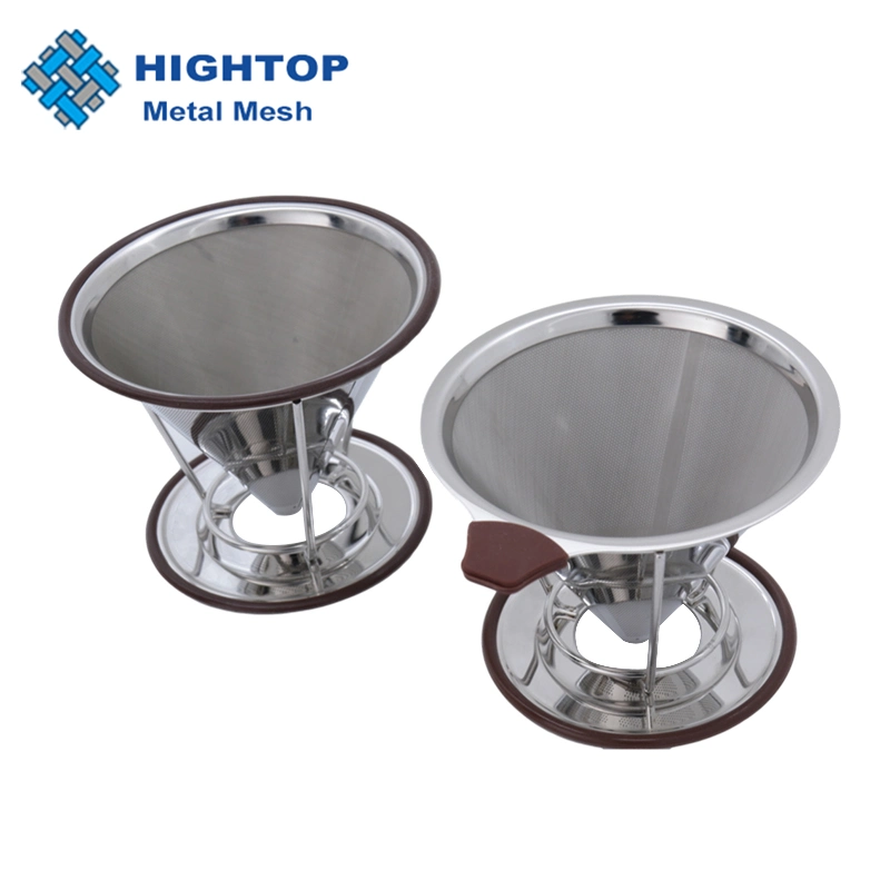 Hot Sale Removable Metal Fine Mesh Cone Shape Coffee Strainer Filter with Holder