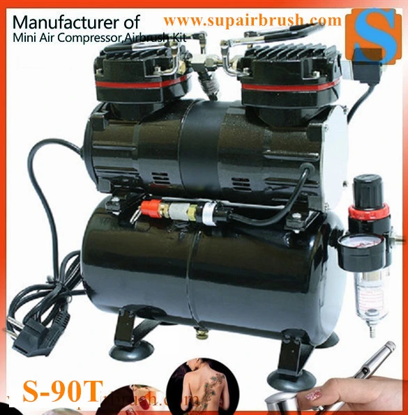 1/4HP Air Compressor Pump Portable Quick Filling Air Pump Airbrush Dual Cylinder Spray Gun