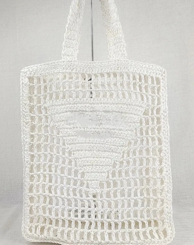 Handmade Summer Straw Beach Bali Tote Bag Bamboo Woven Rattan Bag with Pearl Hand