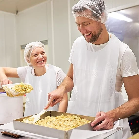 Avental branco de plástico, a granel, à prova de água, descartáveis para adultos, mulher Homens pintura cozinha arte Artesanato cabeleireiro SPA uso doméstico