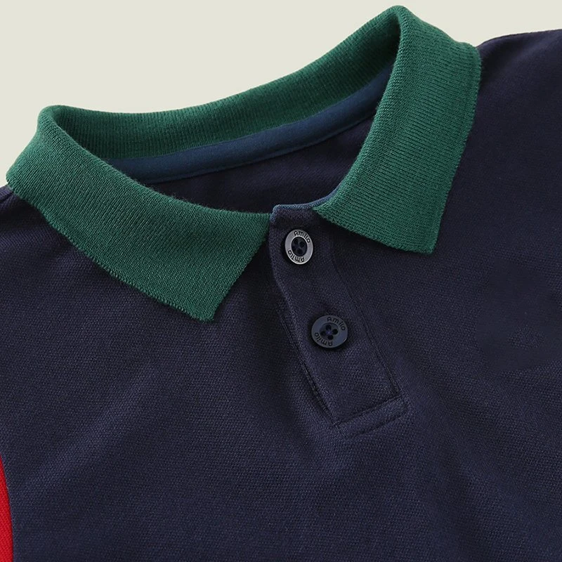 Mayorista/Proveedor Moda de alta calidad Logo personalizado Colorblock Azul marino Unisex Polo uniforme para niños de punto