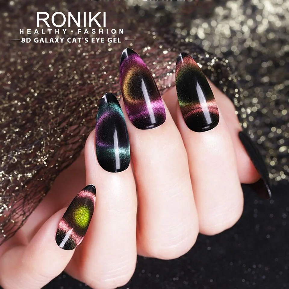 Roniki Private Label Cat Eyes Magnetic Nail Gel Polish Non Toxic 9d Cats Eye Gel