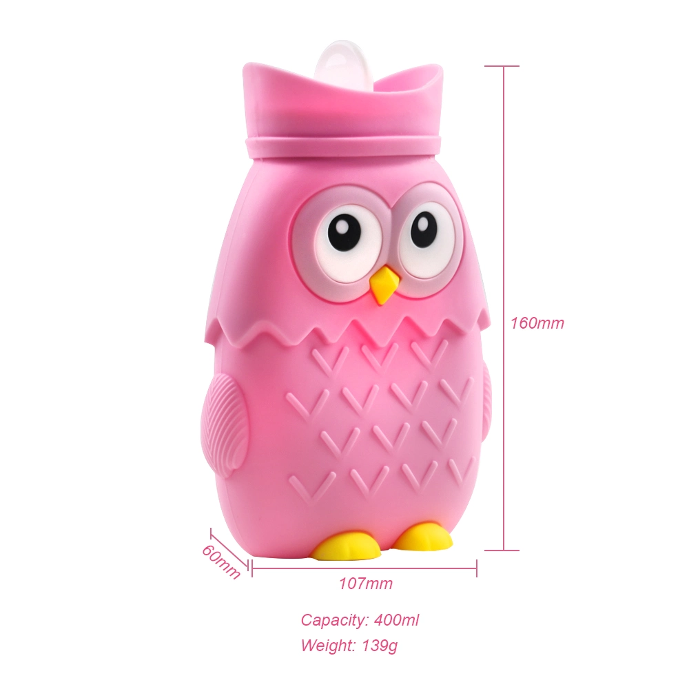 Owl Shape Hot Water Bottle, Silicone Hot Water Bottle Bag, Microwave Heating Environmental BPA Free Small Explosion-Proof Silicone Water Bottle