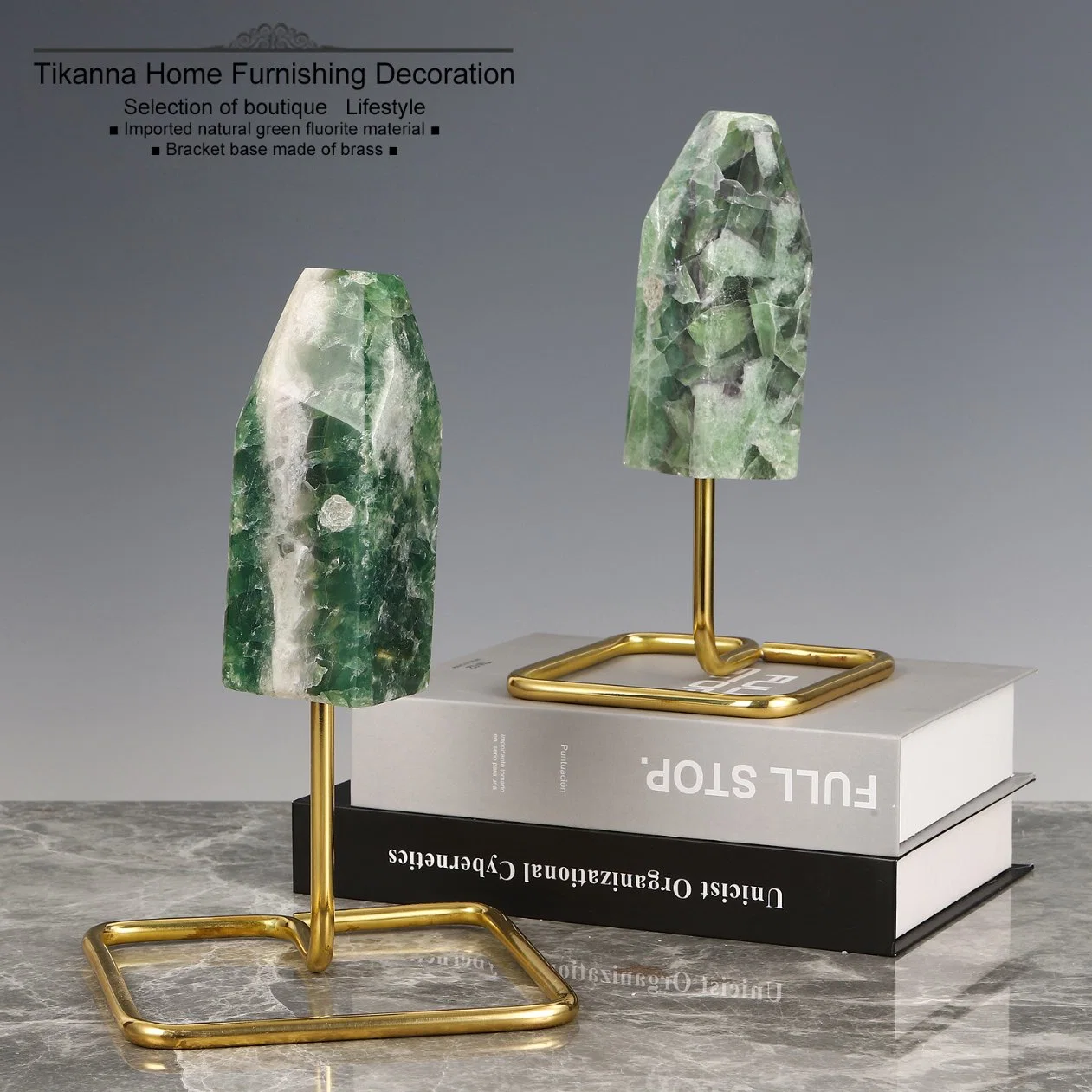 Modern Deco Living Room Bedroom Study Green Ornaments Crystal Stone Fluorite Home Decoration