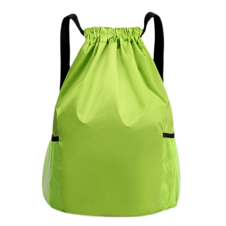 Sac à dos sport imperméable réutilisable en polyester mode ensemble extérieur avec cordon Sac avec poches en filet