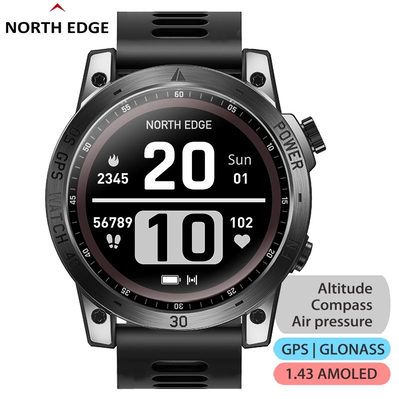 1,43 AMOLED Touchscreen Pedometer Uhr Bluetooth GPS Smart Watches Geschenkuhren Outdoor-Uhr GPS-Uhr für Handy Smart Sehen Sie