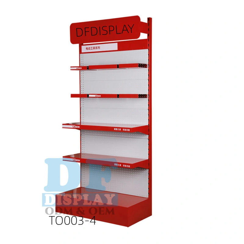 Einzelhandel Geschäfte Regale Hardware Display-Ständer Rack Werkzeuge Display-Ständer Regal mit Haken Pegboard Display Rack für Shop Store