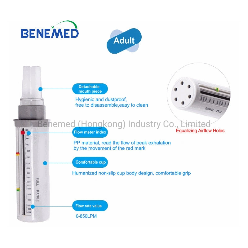 Medicina portátil Peak Flow Meter de plástico para uso hospitalar