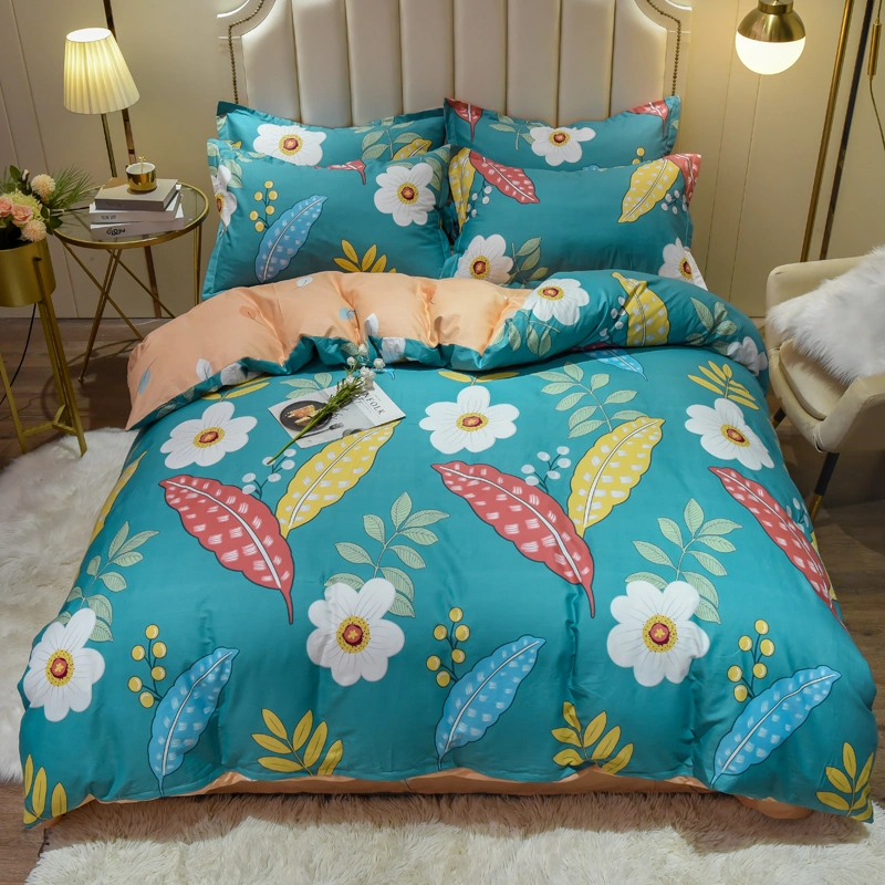 Modern Big Flower Style Home Textile Fashion Geometry Stereoscopic Digital Printing Cotton Bedding Set