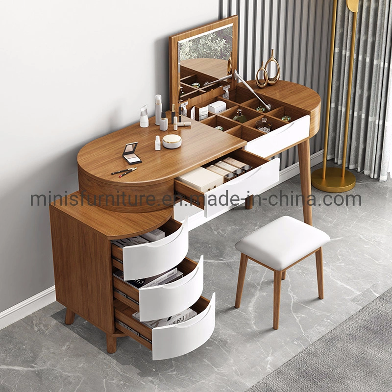 (MN-MDS33) Wood Dressing Table with Stool and Makeup Mirror