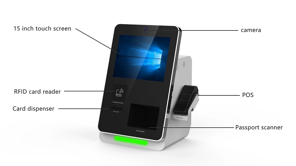 Desktop Capacitive Touch Screen Kiosk Card Reader Scanner POS Machine Ticket Printer in China