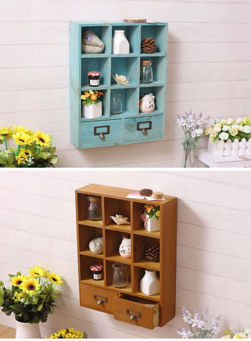 Custom Wall Hanging Shelving Retro Grid Storage Decorations Display Small Cabinets