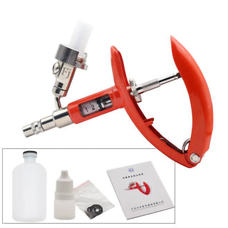 Red 0-5 ml Capacity Dosing Auto injector Syringe Automatic Veterinary (seringa automática de dosagem de ml Instrumento