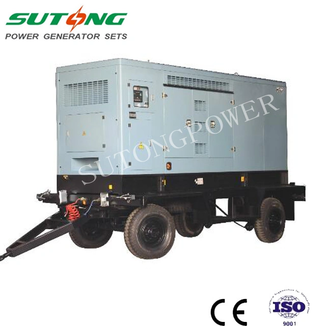 Soundproof and Rainproof Prime Power 150kVA 120kw Weichai Diesel Trailer with Two Wheels