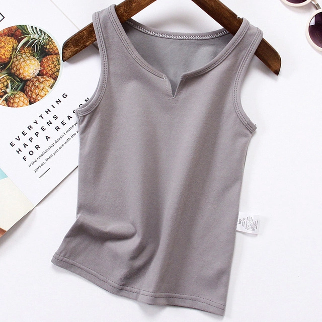 100% Cotton Kids Undershirt Sleeveless Solid Color Baby Girls Boys Tanks Vest Girl Camisole Tops Children Underwear