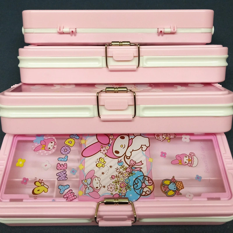 Nuevo Ruunjoy Kawaii Sanrio Lápiz acrílico de alta capacidad de Caso Anime melodía Kuromi figura transparente Caja de lápices caja de almacenamiento de material de papelería