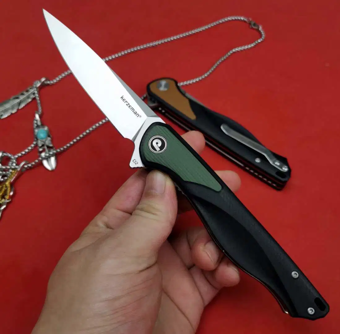 Pk-Ncs001 5 Inches Split Joint Double Color G10 Handle High quality/High cost performance  D2 Blade by CNC Ceramic Bearing System Quick Opening Folding Pocket EDC Knife for Outdoor