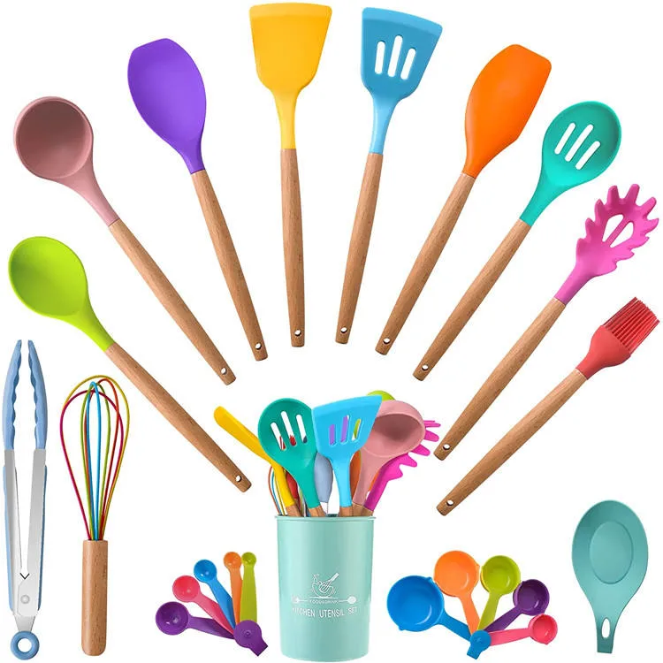 23 PCS Non-Toxic Colorful Heat Resistant Silicone Cooking Utensils