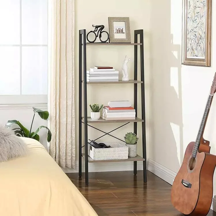 4-Tier Bookshelf Storage Rack Shelves for Bedroom or Bathroom Industrial Accent Furniture