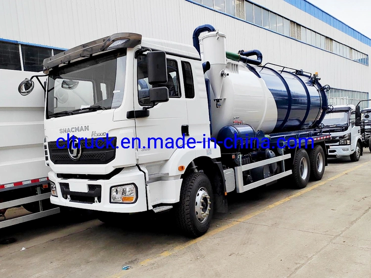 Italy Vacuum Pump 20 M3 Sewage Suction Truck 6X4 Shacman LHD Rhd Sewer Sludge Tank High Pressure Cleaning Trucks