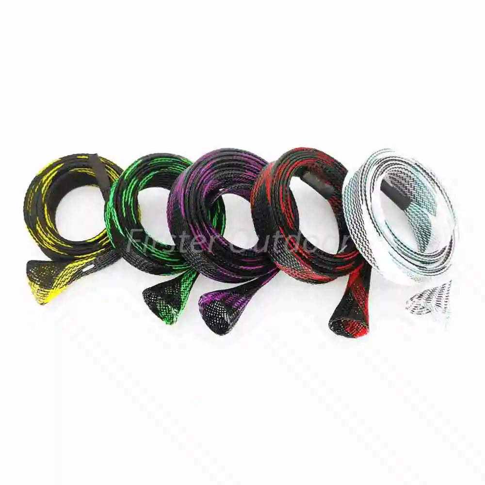 Multi-Color Braided Expendable Rod Sleeve Width 25mm/35mm Various Available Length Fishing Rod Cover