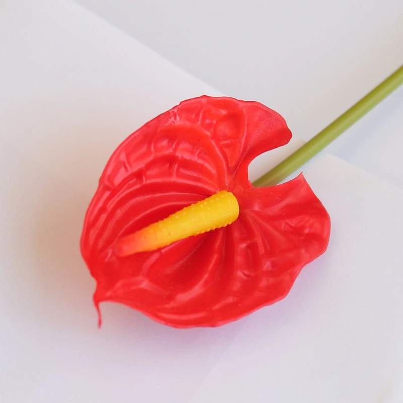 Anthurium Artificial Single Stem Flower PVC Real Touch Flower Artificial Arrangement for Desktop Decoration