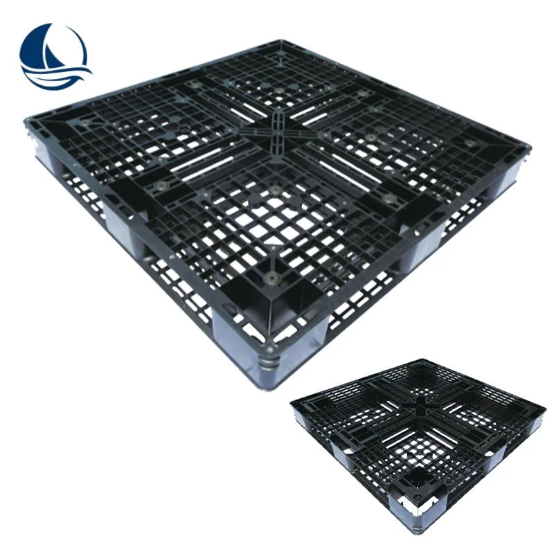 Grid Mesh Top Six Runner Plastic Pallet with 6 Skids Cargo Storage Transportation