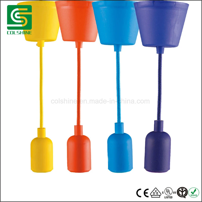 Ceiling Lighting Colorful E27 Plastic Pendant Lamp with Fabric Cable