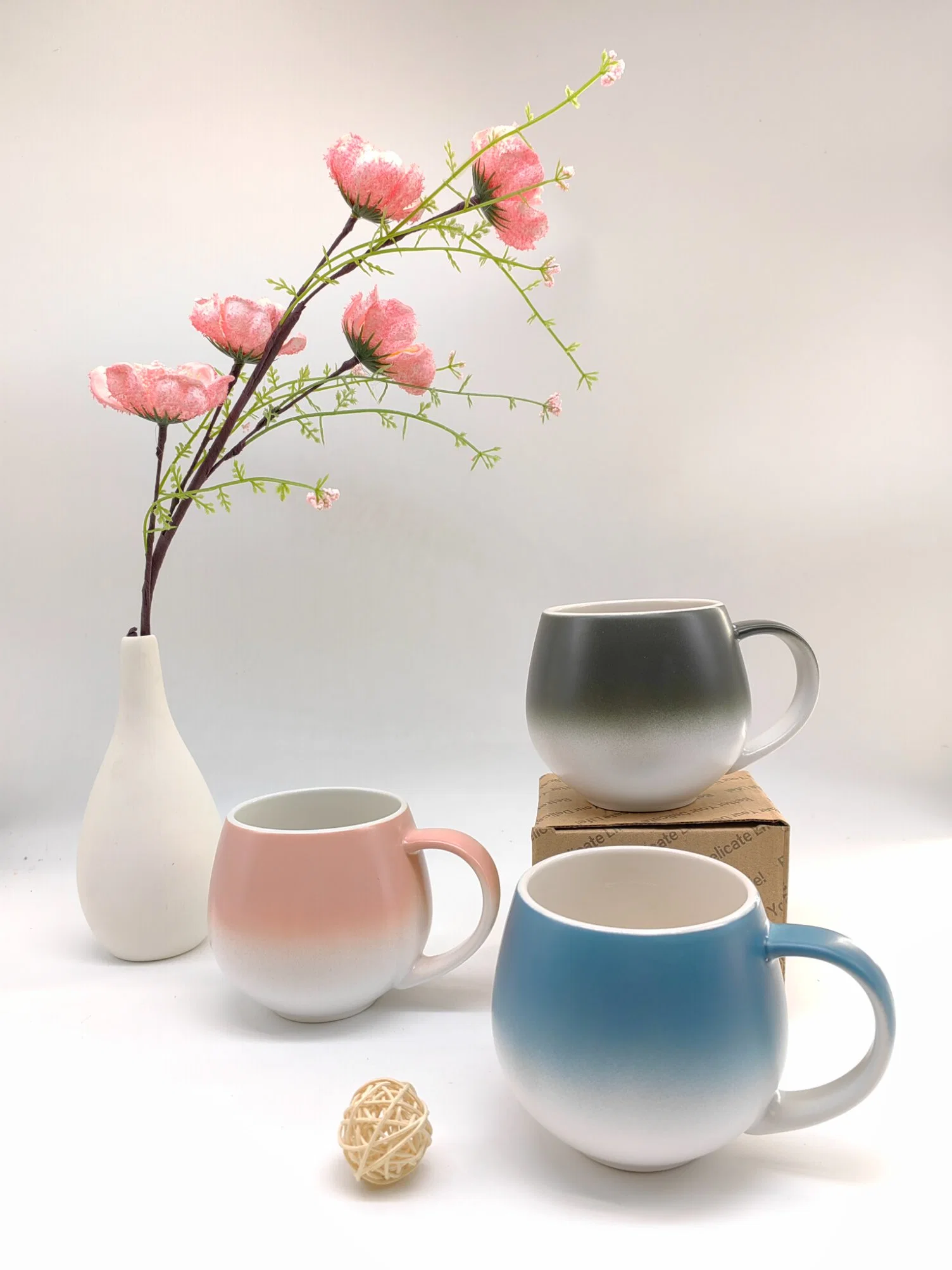 New Bone China Spray Color Glazing Coffee Ceramic Mugs