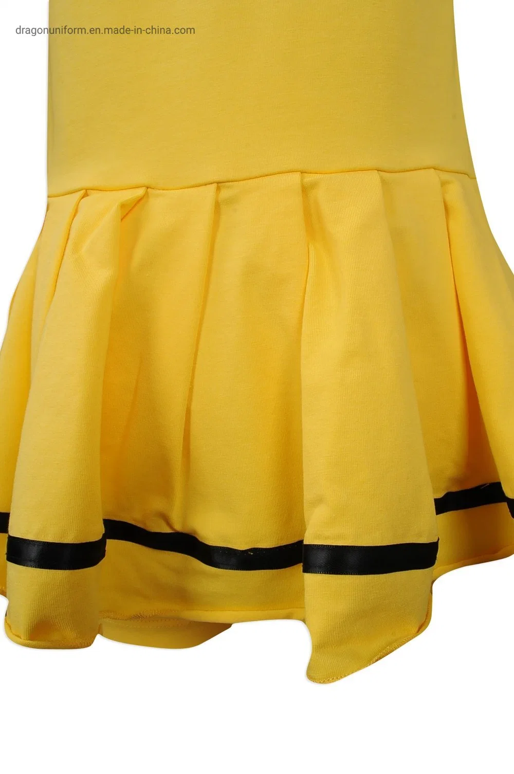 O logotipo personalizado mulheres Amarelo's Sports Dance Slim Fit Cheerleader conjunto uniforme para praticar desportos a desgaste