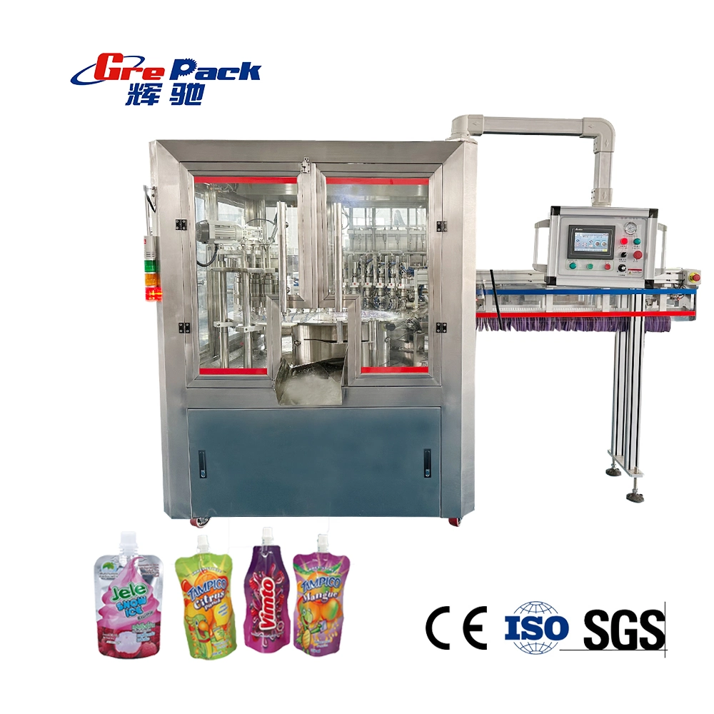 Automatic Spout Pouch Paste Water Milk Juice Beverage Oil Liquid Rotary Bag Filling Capping Machine