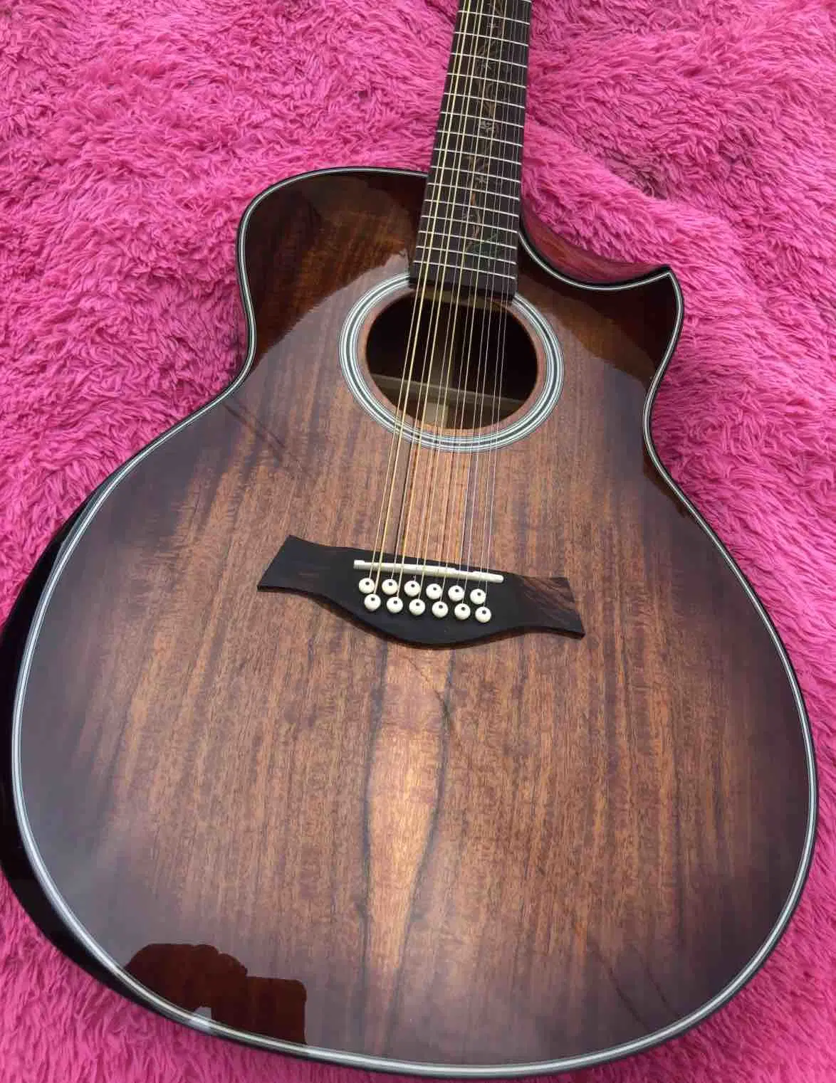 Custom 12 Strings Solid Spruce Top Cutaway Acoustic Guitar in Kinds Colors