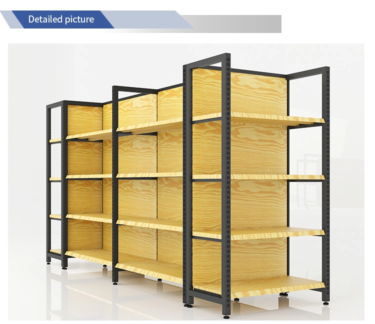 High quality/High cost performance  Supermarket Manufacturer Four-Column Shelf Gondola Wood Grain Shelving