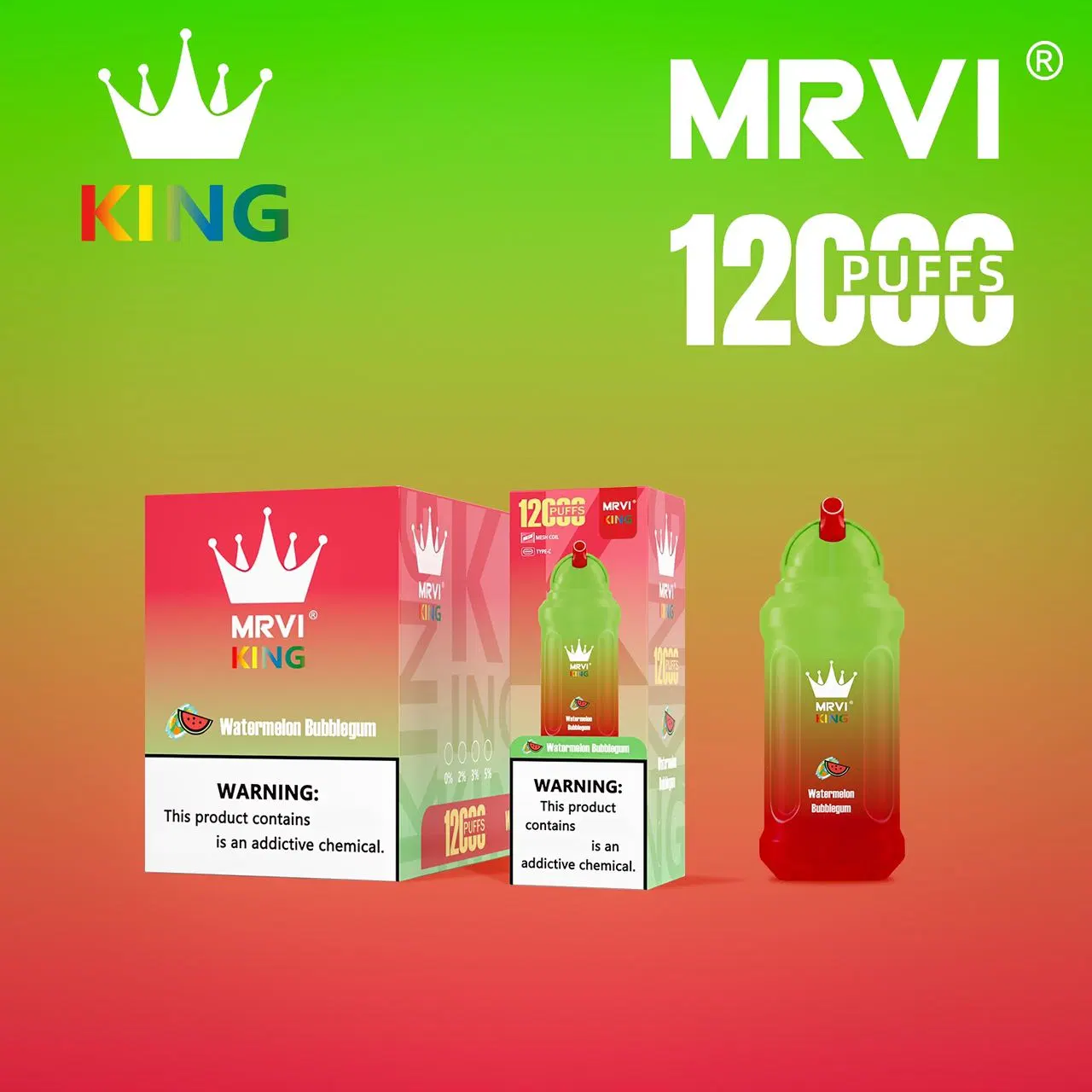 New Mrvi King 12000 Puffs with 23ml E-Liquid & Type-C Rechargeable Fancy Flashing Disposable Ecig Randm Tornado 10000 Puffs