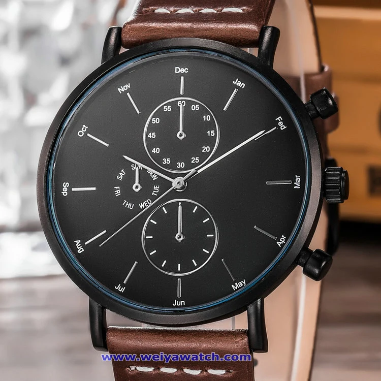 Logotipo personalizado a los hombres de cuarzo cristal Reloj de pulsera suizo para el hombre (WY-17013B)