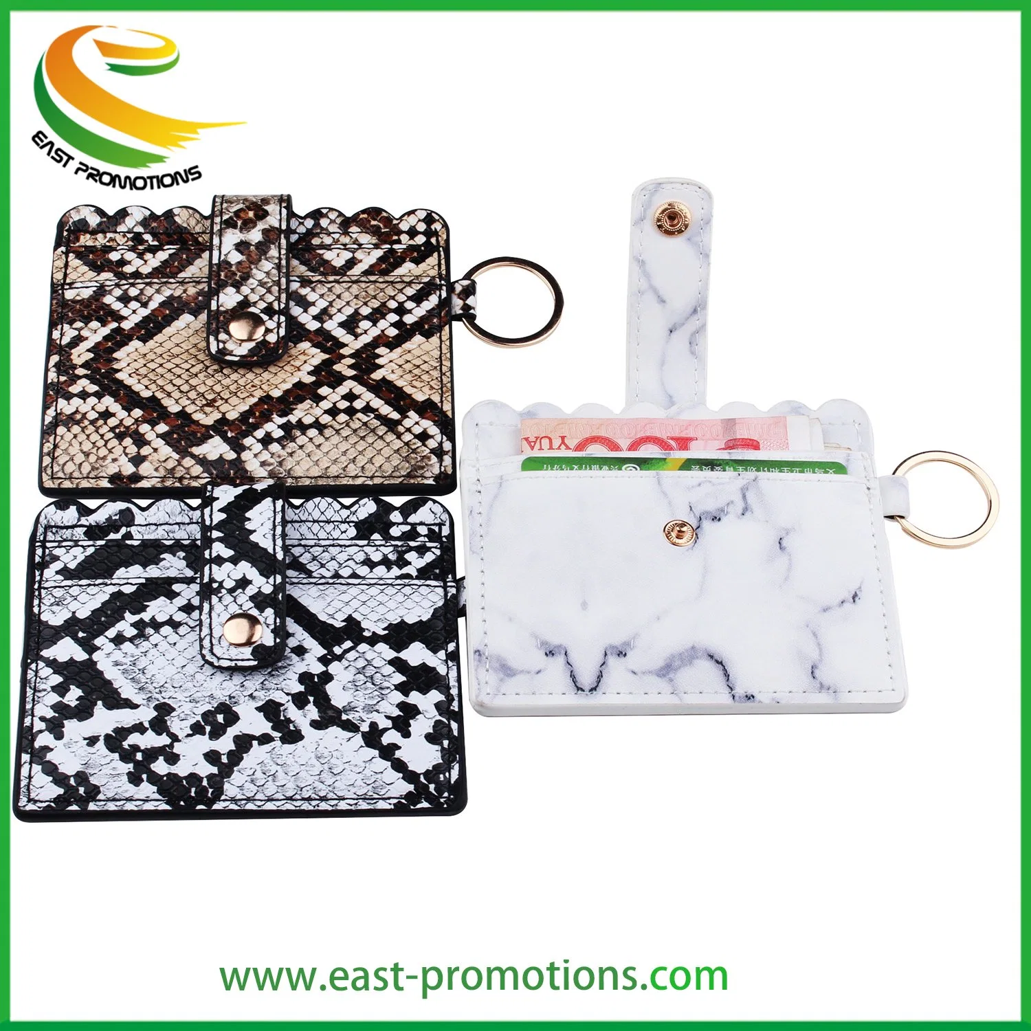 Wholesale Snake Print Ladies Wallets, Multi-Position Leather Card Holder with Keyring