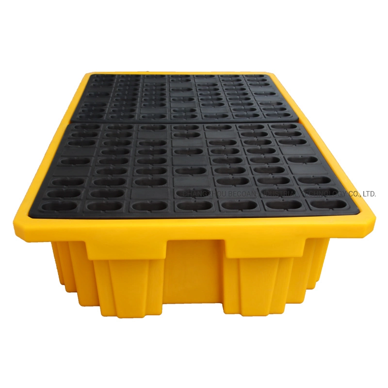 2200x1300x500/150mm quatro entradas de HDPE 2 Tambor IBC Duplo Bund Palete de derramamento