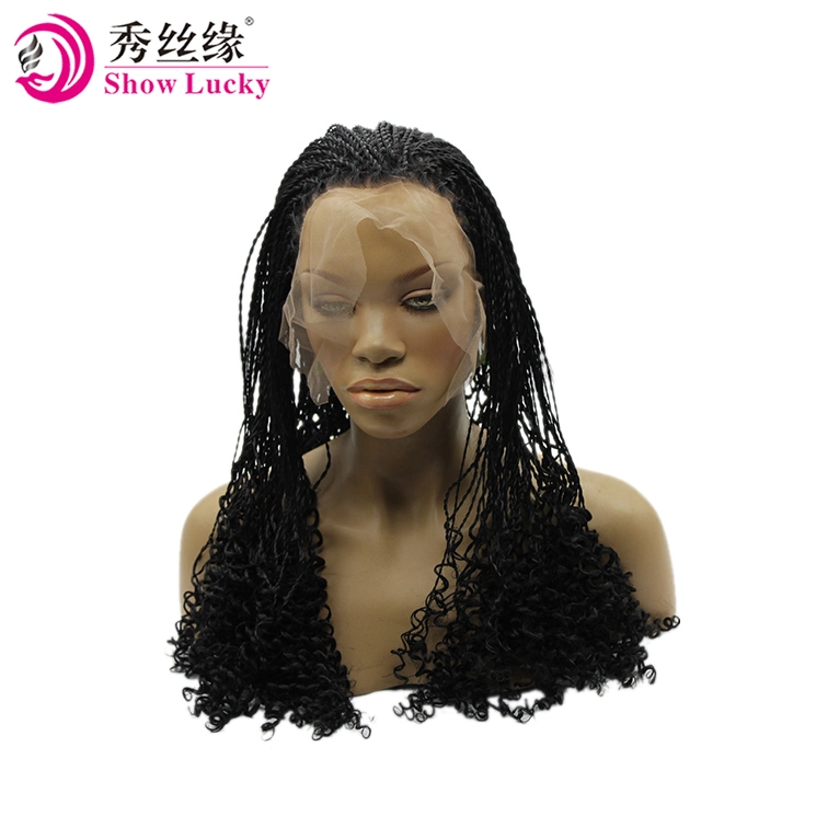 Top Quality 1b#Color Synthetic Braided Lace Front Wigs Heat Resistant Fiber Hair Wigs Premium Braid Wig for Afro Black Women