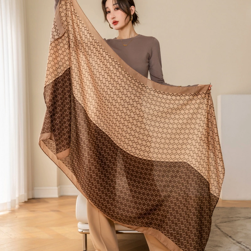 Grande écharpe longue classique à motif printemps pour femme