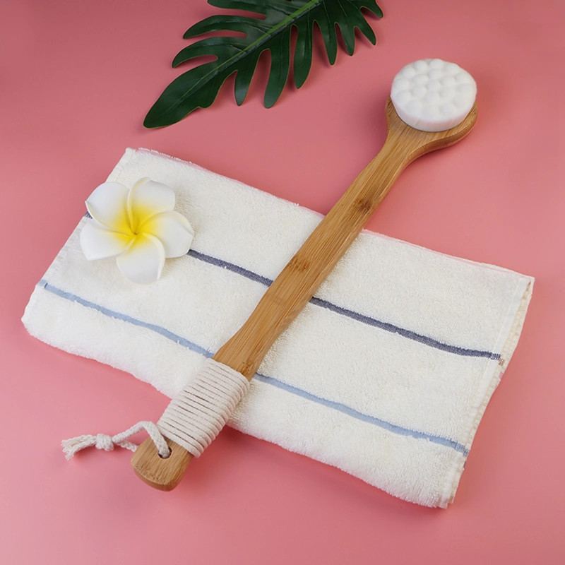 Bamboo Wood Dry Body Brush Natural Color Soft Long Handle Bath Brush