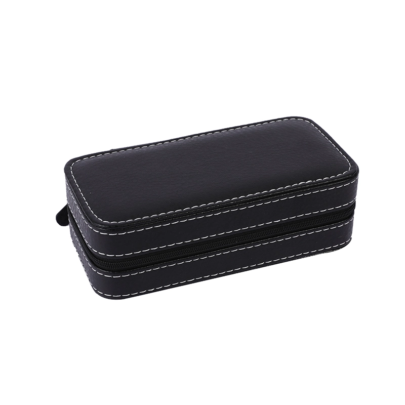 Spot Black Lychee Pattern 2 Slots Watch Storage Box European Fashion Exquisite Watch Leather Zipper Bag