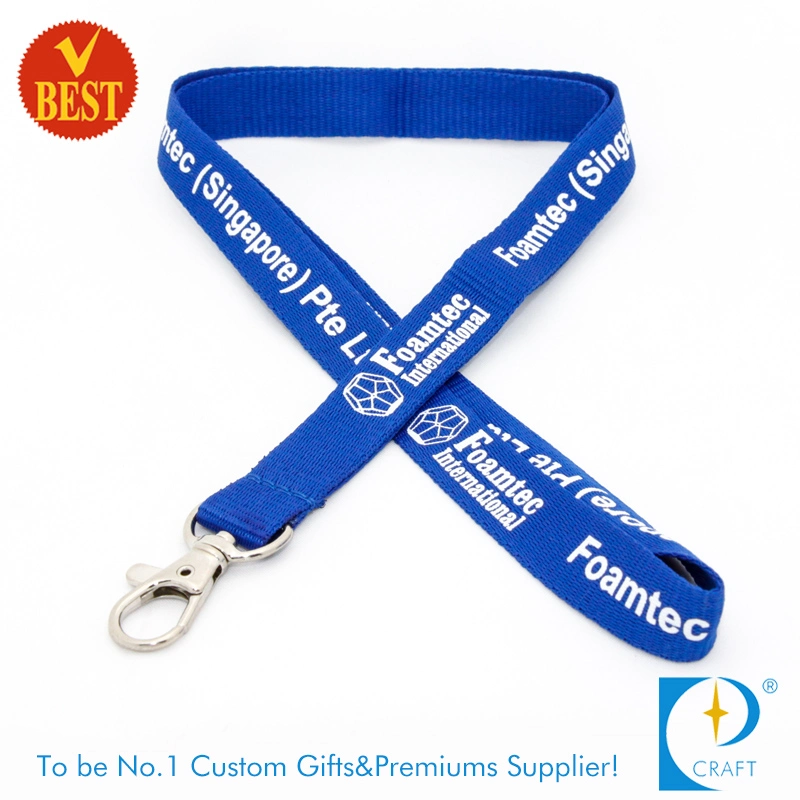 China Custom Logo Flat Polyester Screen Printed Fashion Neck Lanyard Strap