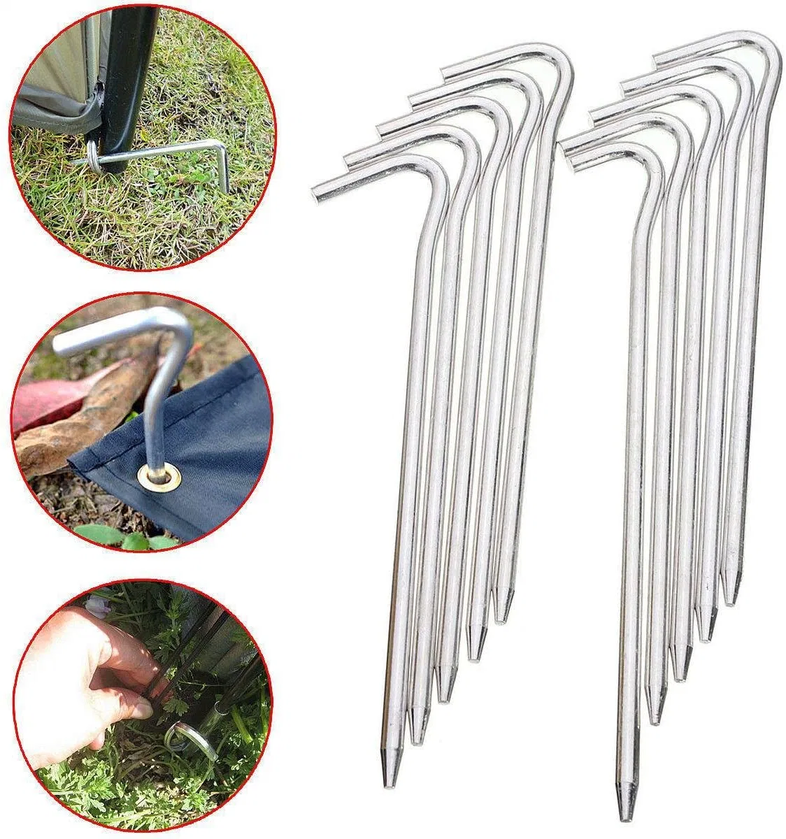 Tent Garden Stakes Heavy Duty, Galvanized Steel Pegs