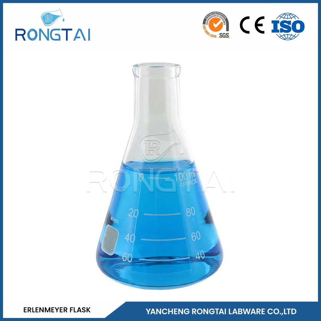 Rongtai Erlenmeyer flacon avec Cork Fabricants Conical Flask Glass Chine Flacon Erlenmeyer de 250 ml à col large