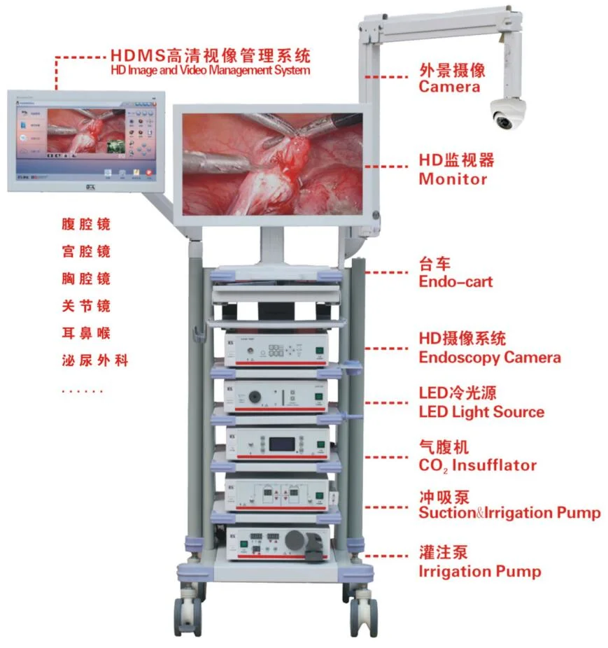 Hochey Médico Hospitalar Cirurgia HD completo Sistema de Câmara Conjunto Completo de Torre de laparoscopia vídeogravador