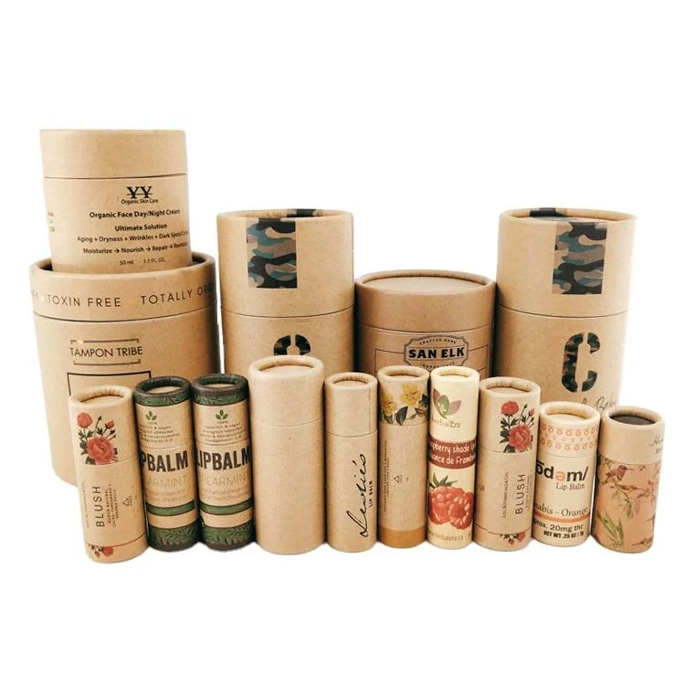 Custom Eco Friendly Carton Cylinder Kraft Paper Round Box Empty Biodegradable Craft Cardboard Boxes Packaging Tubes